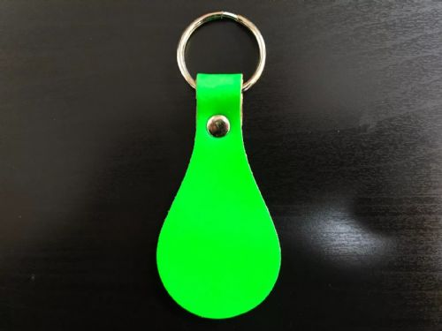Leather Key Fob / Key Ring - Pear - Various Colours - Qty Options (Fluorescent Green, 1)